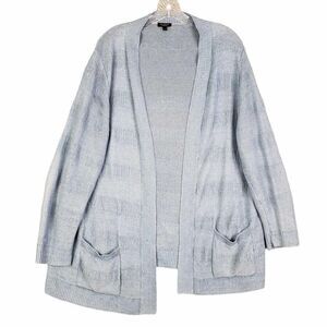 Talbots Cardigan Sweater Blue Women's Open Front Linen Plus Size 2Xp Petite